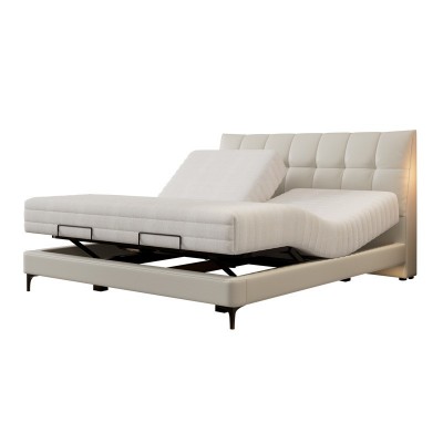 皮床现代简约多功能智能升降电动床小户型1.8米主卧分区双人床图5