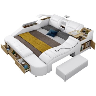 皮床主卧简约现代双人大床投影智能按摩多功能储物婚床外贸跨境图5