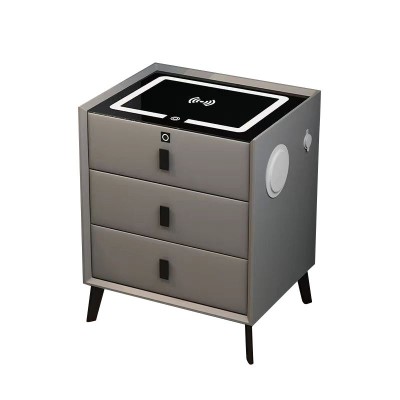 智能床头柜现代简约多功能音响无线充电储物柜极简卧室床头柜图5