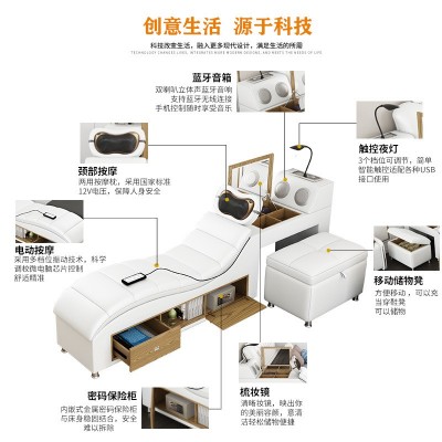 外贸多功能按摩储物双人床1.8米皮艺大床欧式榻榻米皮床卧室家具图3
