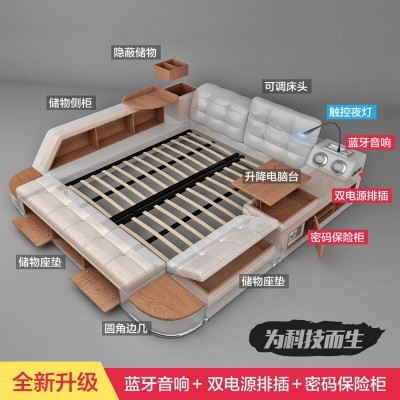 厂家直供现代简约主卧1.8米双人床储物多功能榻榻米皮床图2