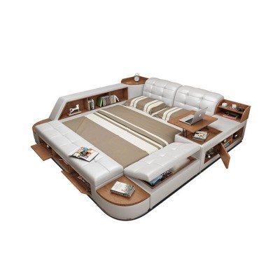 厂家直供现代简约主卧1.8米双人床储物多功能榻榻米皮床图5