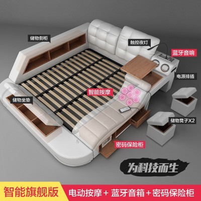 皮床 多功能储物按摩双人床 现代简约榻榻米床主卧大床卧室家具图2