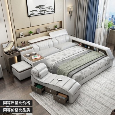 厂家直供现代简约皮床 多功能按摩婚床 大户型双人主卧榻榻米床图2