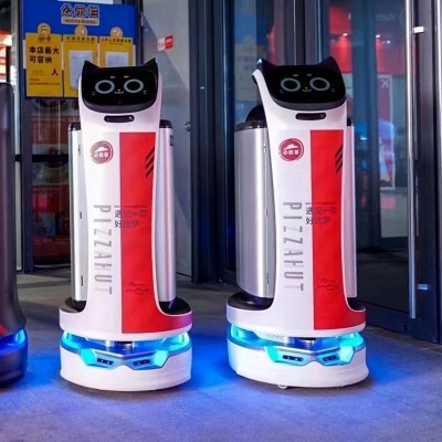 酒店送餐机器人贝拉餐厅红外感应托盘智能配送机器人点心车自助餐图3