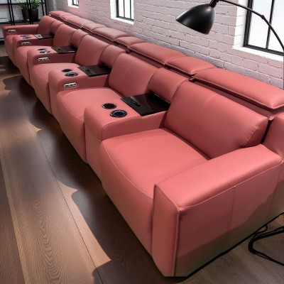 豪华简约真皮组合沙发头层牛皮直排黑色零靠墙伸缩电动功能沙沙发图3