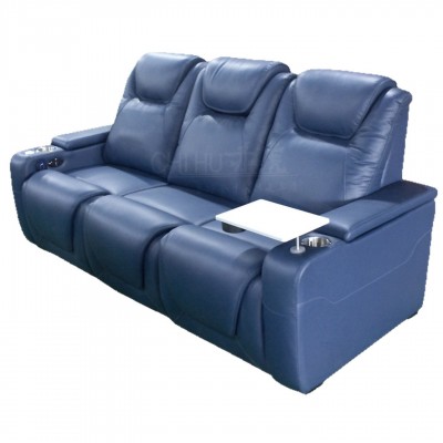 现代简约功能沙发家庭影院影音室影视厅头层牛皮电动组合沙发椅图5