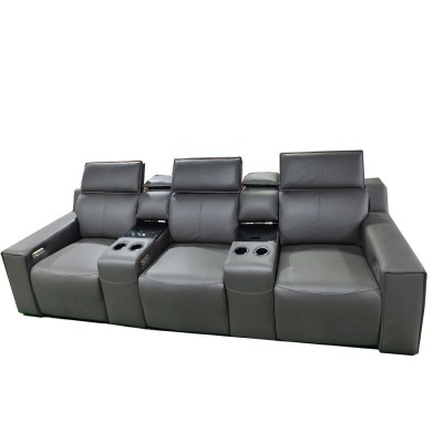 现代豪华别墅影视厅功能沙发客厅电动组合真皮沙发工厂直供图5