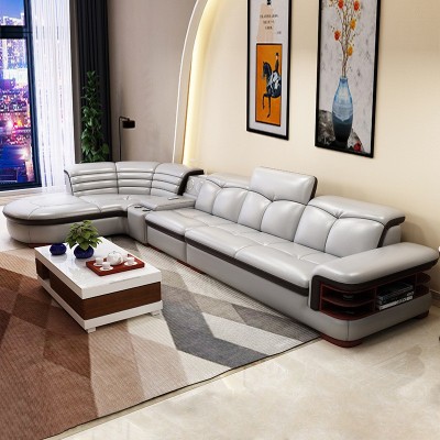 皮沙发组合 小户型客厅家具现代简约多功能L型转角皮艺沙发 批发图2