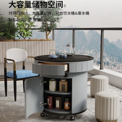 移动茶车多功能轻奢家用火烧石功夫茶桌椅组合阳台小茶台新品茶几图2