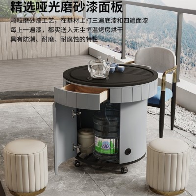 移动茶车多功能轻奢家用火烧石功夫茶桌椅组合阳台小茶台新品茶几图5