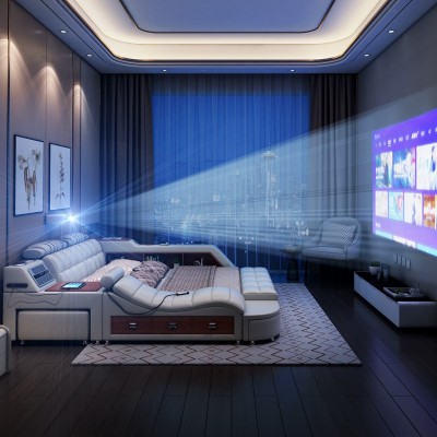 多功能按摩榻榻米床双人现代简约大户型主卧床智能布艺床厂家直供图2