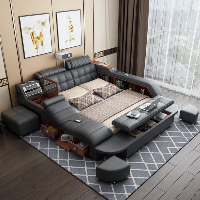 多功能按摩榻榻米床双人现代简约大户型主卧床智能布艺床厂家直供