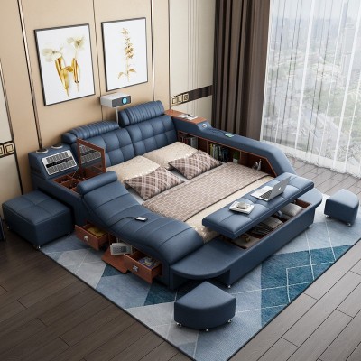 多功能按摩榻榻米床双人现代简约大户型主卧床智能布艺床厂家直供图4