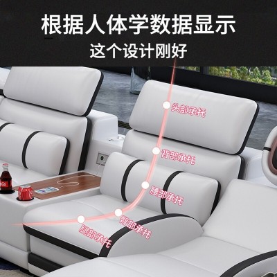 真皮沙发组合客厅大户型现代简约转角智能皮质沙发多功能按摩沙发图2