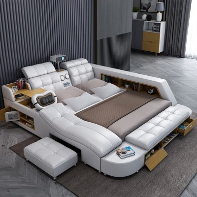 智能榻榻米皮床现代简约时尚按摩投影情趣床1.5双人床1.8厂家直供图2