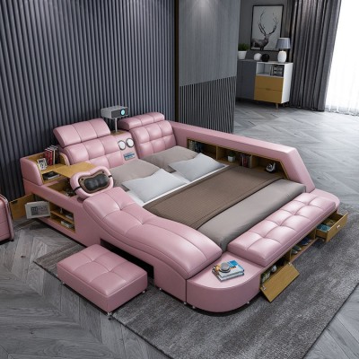 智能榻榻米皮床现代简约时尚按摩投影情趣床1.5双人床1.8厂家直供图3