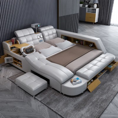 智能榻榻米皮床现代简约时尚按摩投影情趣床1.5双人床1.8厂家直供