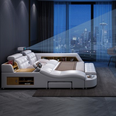 智能榻榻米皮床现代简约时尚按摩投影情趣床1.5双人床1.8厂家直供图4