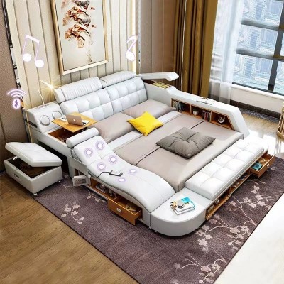 真皮床1.8米双人床现代简约婚床软体软靠情趣大床主卧1.5m网红床