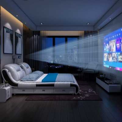 多功能真皮床1.8米双人床 现代简约智能时尚卧室大床1.5M厂家定制图4