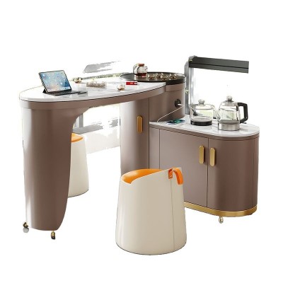 家用阳台茶桌一体一整套旋转移动岩板泡茶桌椅组合茶几烧水壶一体图5