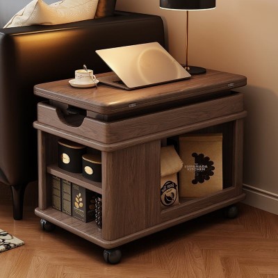 胡桃木实木移动茶几客厅家用沙发小推车折叠升降多功能小户型推车图4