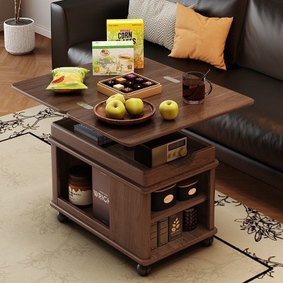 胡桃木实木移动茶几客厅家用沙发小推车折叠升降多功能小户型推车图2