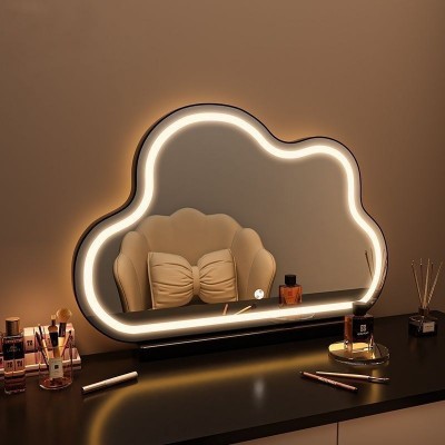 化妆镜台式桌面LED带灯家用卧室网红补光镜梳妆台云朵镜子美容镜