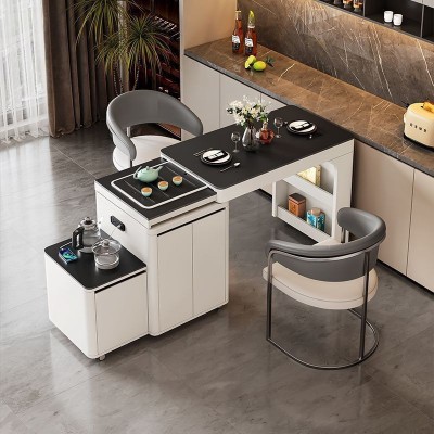 移动旋转茶桌椅组合现代家用小户型一体伸缩客厅多功能阳台茶台图2