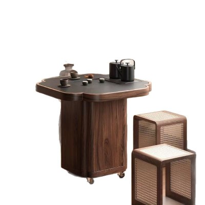 四叶草实木可移动茶桌客厅茶水柜带小户型阳台小茶台茶几图4