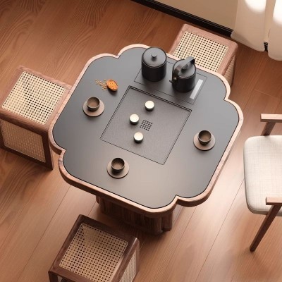 四叶草实木可移动茶桌客厅茶水柜带小户型阳台小茶台茶几