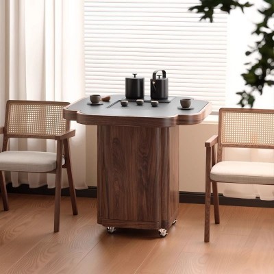四叶草实木可移动茶桌客厅茶水柜带小户型阳台小茶台茶几图3
