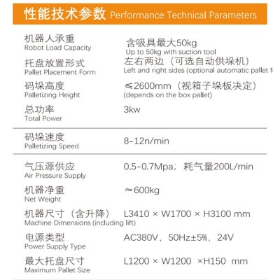 松川全自动码垛机器人WP-50工业协作机械臂搬运堆堆垛抓取装箱机图2