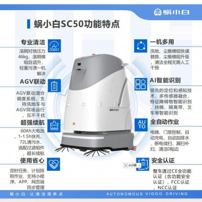 智行者蜗小白SC50扫地机器人商用智能扫拖一体清洁机自动上下水图2