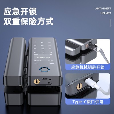 玻璃门指纹锁单双开门锁指纹门禁锁遥控智能电子密码锁厂家智能锁图5