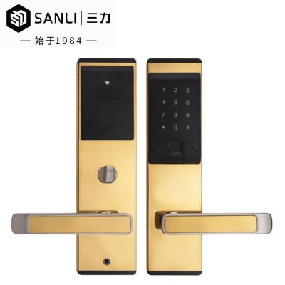酒店刷卡智能家用指纹锁公寓木门锁密码远程磁卡感应锁指纹解锁