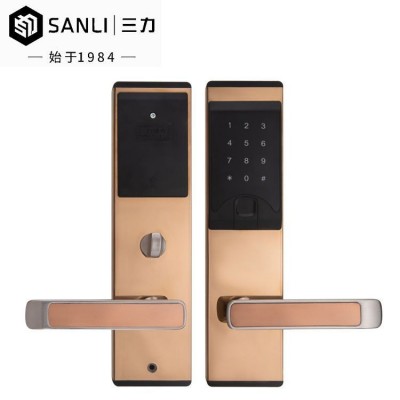 酒店刷卡智能家用指纹锁公寓木门锁密码远程磁卡感应锁指纹解锁图2
