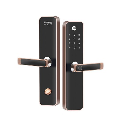 工厂公寓木门防盗门锁酒店校园涂鸦通通锁密码指纹锁防盗锁电子锁图5