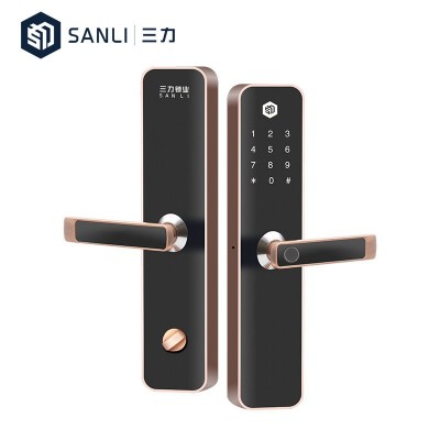 工厂公寓木门防盗门锁酒店校园涂鸦通通锁密码指纹锁防盗锁电子锁图2