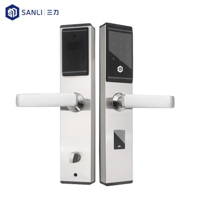 批发木门指纹锁公寓锁入户门涂鸦密码锁酒店刷卡智能门锁带钥匙图2