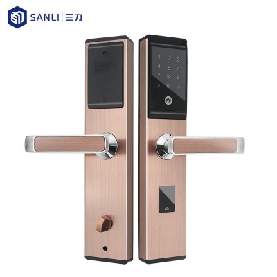 批发木门指纹锁公寓锁入户门涂鸦密码锁酒店刷卡智能门锁带钥匙图4