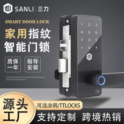厂家批发酒店公寓防盗电子锁家用室内木门涂鸦通通智能密码指纹锁图3