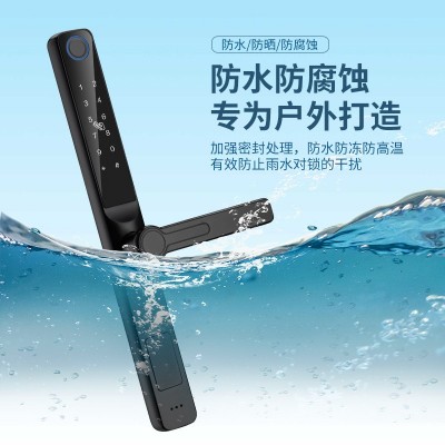 纱窗一体矮把手27高锌合金材质断桥户外指纹锁铝合金门智能防盗图3