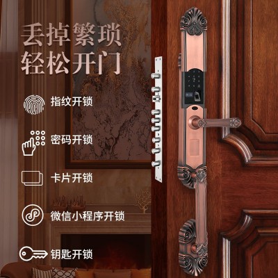 喜饰家锌合金电动滑盖智能欧式别墅指纹锁家用防盗电子锁指纹识别图4