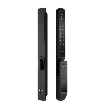 断桥铝指纹锁全自动人脸识别智能锁家用铝合金推拉门肯德基平移门图4