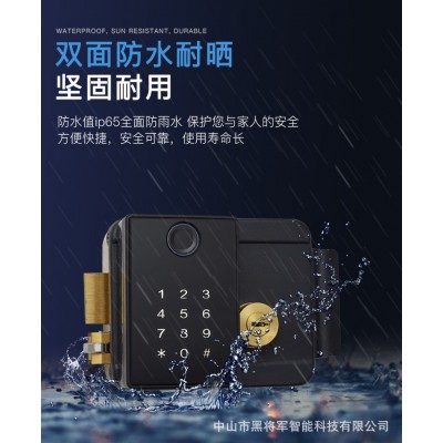 自建房密码免布线庭院锁户外铁门电控锁防盗锁双面指纹别墅门锁图3