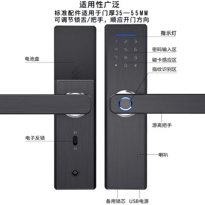 民宿房间木门防盗门锁电子锁指纹密码刷卡智能锁感应锁指纹锁图2