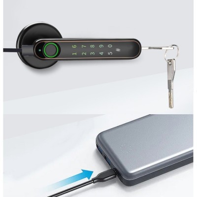 涂鸦指纹锁卧室门通道门办公室门密码锁门锁玻璃门指纹解锁智能锁图4