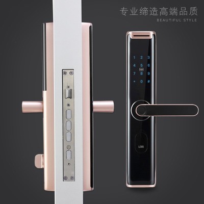 防盗门指纹锁半自动密码锁入户门木门锁工程门锁远程解锁指纹解锁图3